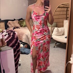 Floral Pink Spaghetti Strap Dress